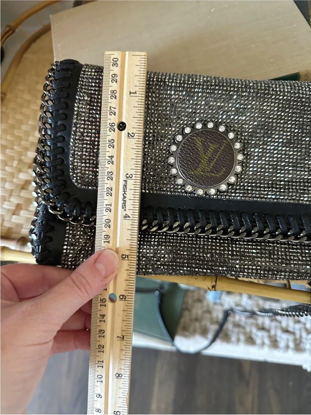 Gorgeous Sandra Ling Upcycled Black Rhinestone Crossbody Bag, NWOT
